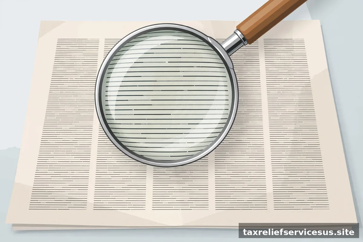 Magnifying glass over tax relief contract fine print