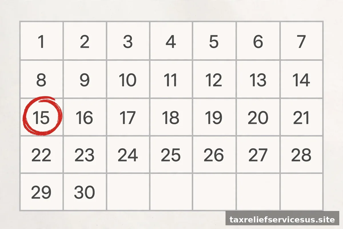 Calendar showing tax filing deadline circled in red