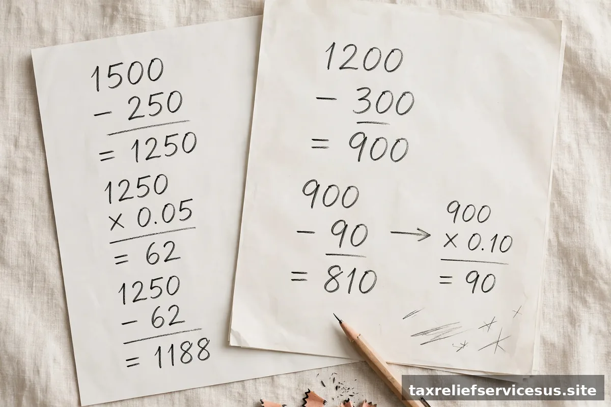 Worked example numbers on paper showing offer calculation