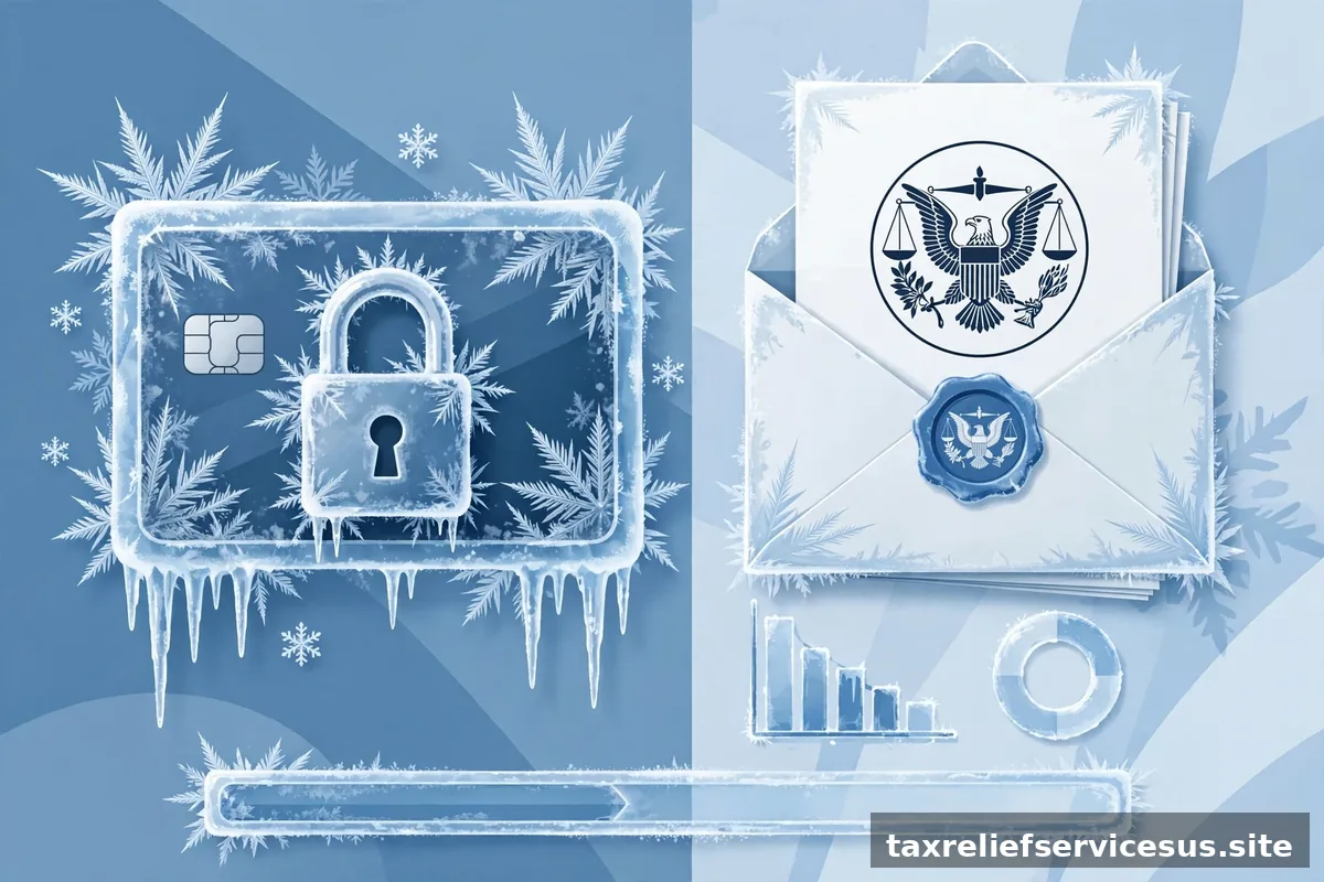 Frozen bank account with IRS levy notice concept