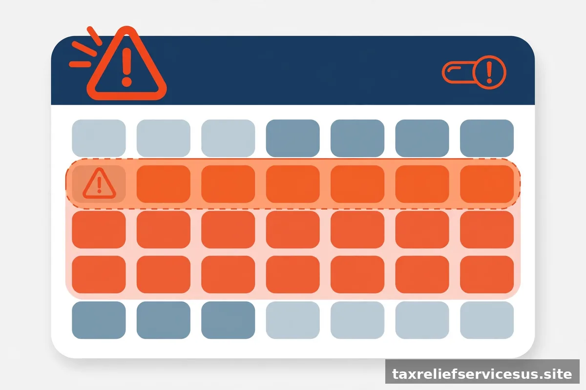 Calendar showing 21-day levy action window marked urgent