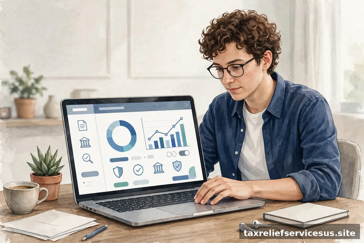Person using IRS online tools directly on laptop