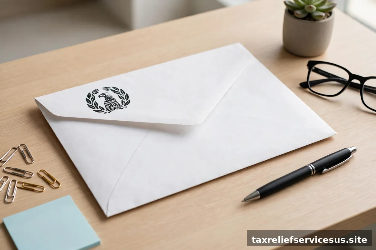 IRS CP523 intent to terminate notice envelope on desk