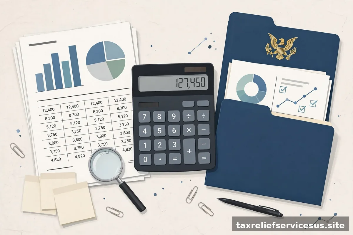 Calculator and financial statements for IRS offer evaluation