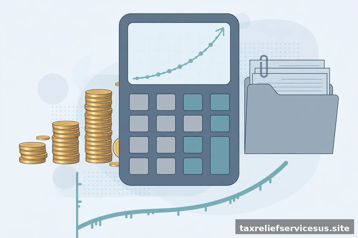 Calculator showing interest accrual over time on tax debt