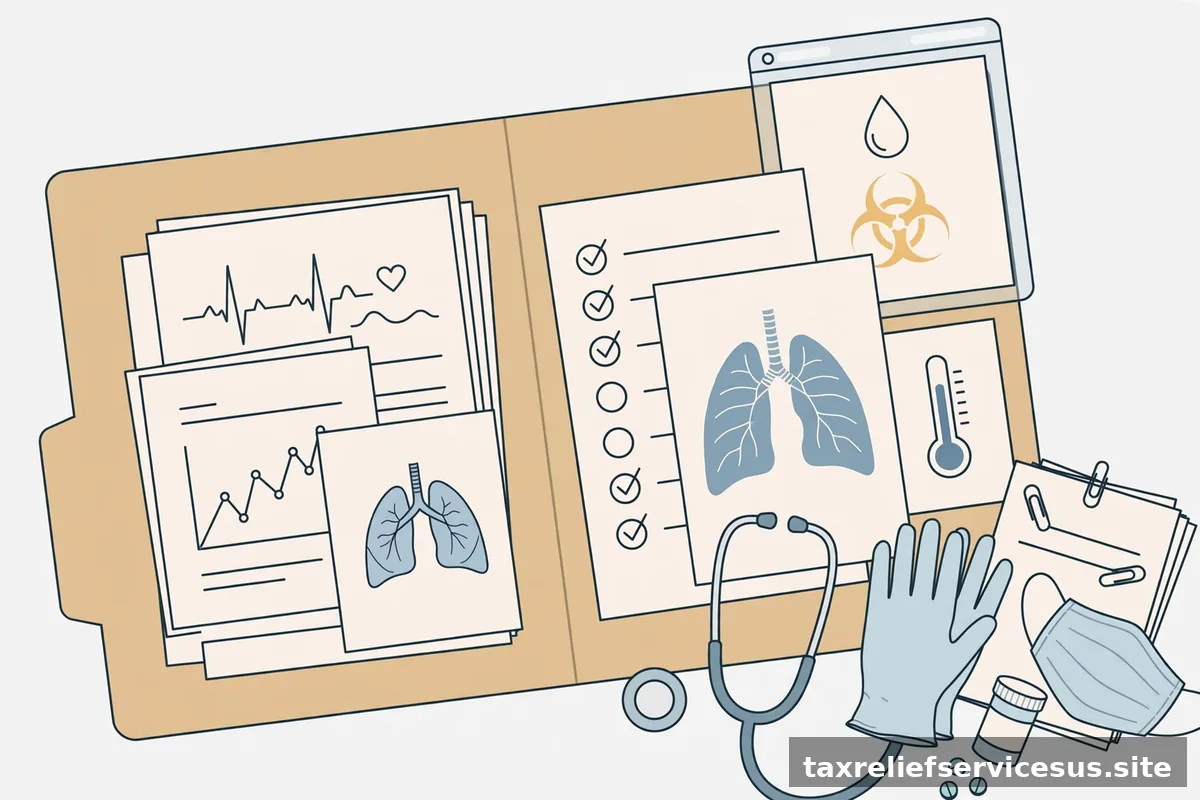 Documentation folder with medical records for abatement