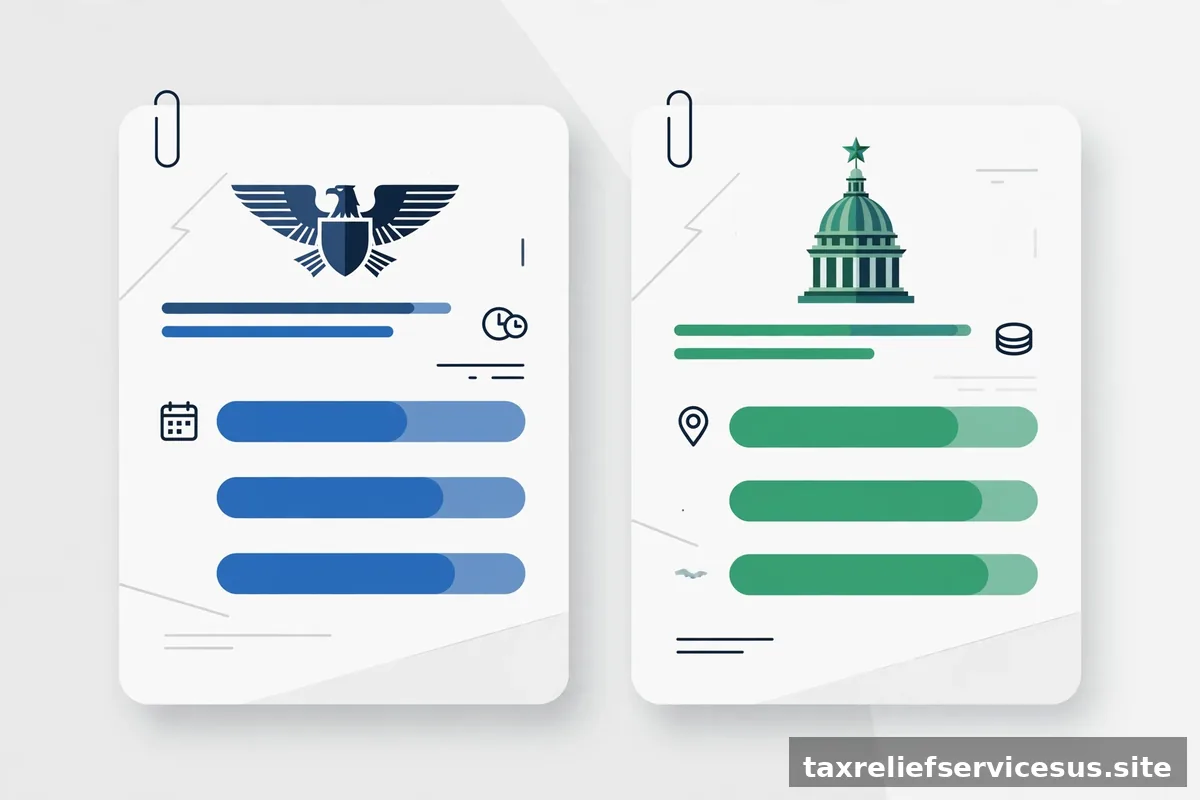 Two payment plan documents labeled IRS and State