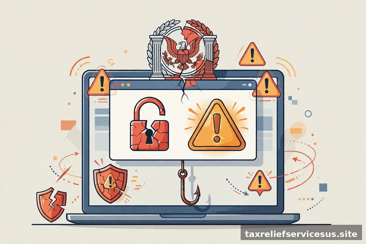 Fake IRS website phishing concept with warning