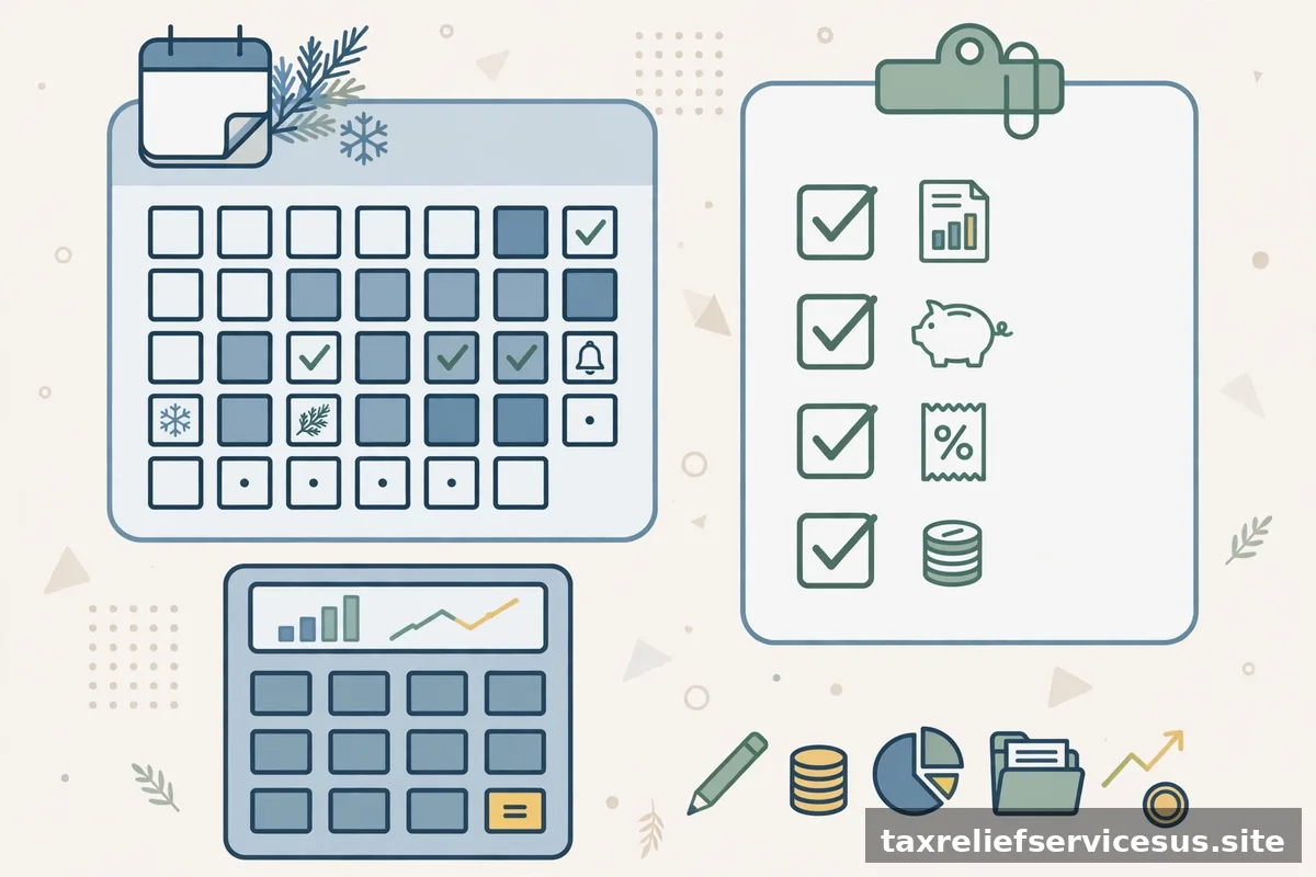 December calendar with tax planning checklist and calculator