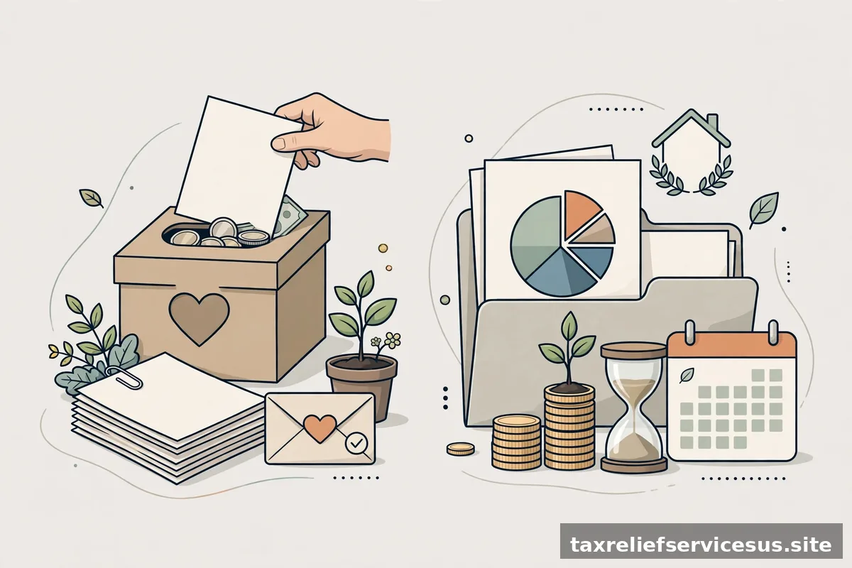 Charitable donation and retirement contribution documents year-end